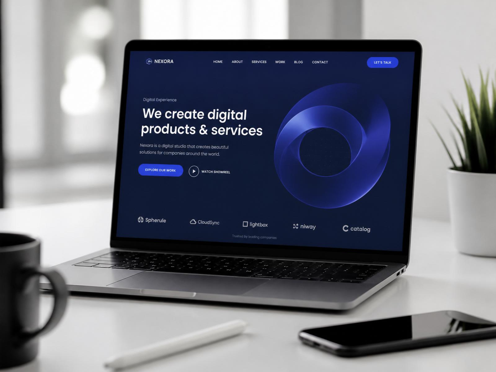 Modern laptop displaying a professional website design